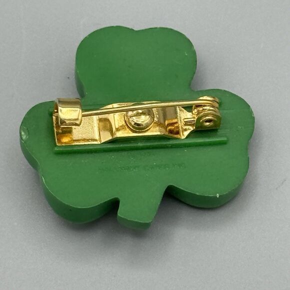 Vintage Hallmark Lucky 3 Leaf Clover Lapel Pin Shamrock Good Luck St Paddy's Day - Picture 2 of 4